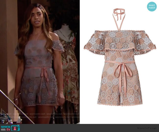 Boriana Floral Lace Romper by Alexis worn by Zoe (Kiara Barnes) on The Bold and the Beautiful