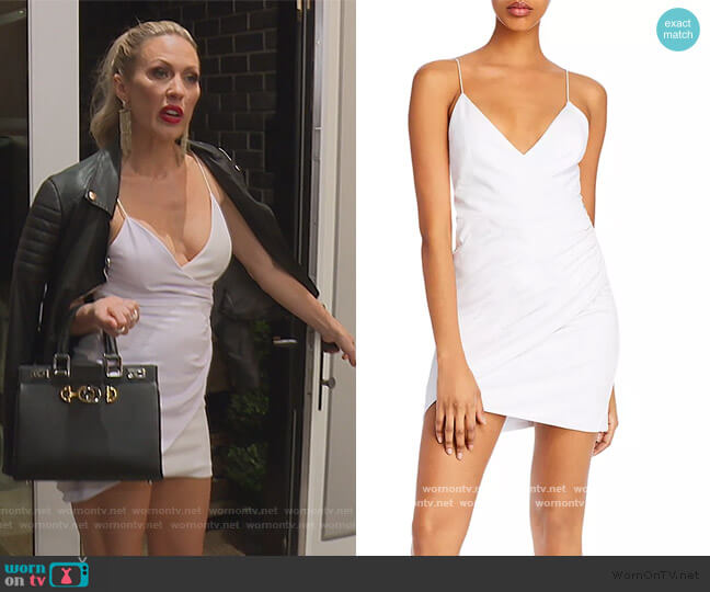 Ashanti Faux-Wrap Dress by Alice + Olivia worn by Braunwyn Windham-Burke on The Real Housewives of Orange County