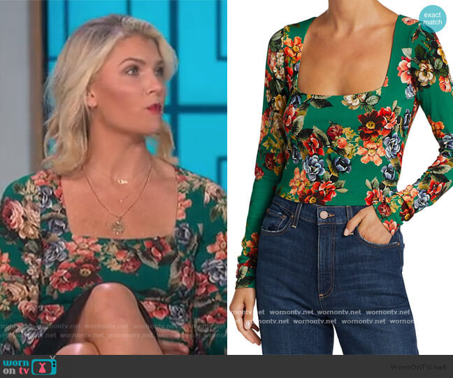 WornOnTV: Amanda Kloots’s teal floral top and skirt on The Talk ...