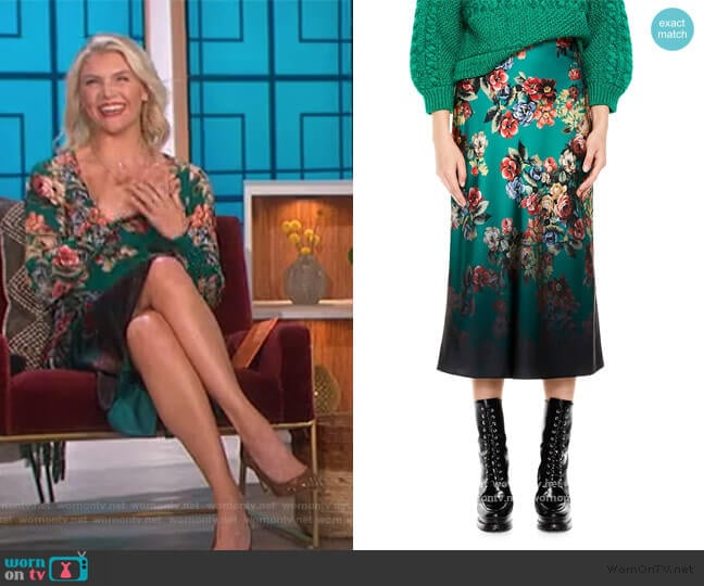 Maeve Floral Print Slip Skirt by Alice + Olivia worn by Amanda Kloots on The Talk worn by Amanda Kloots on The Talk