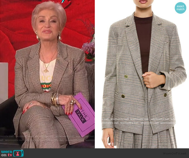 Bergen Plaid Blazer by Alice + Olivia worn by Sharon Osbourne on The Talk