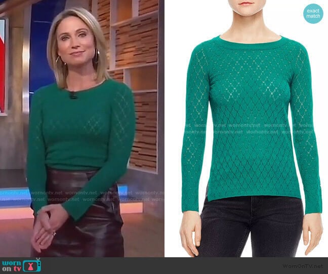 Anabelle Pointelle Sweater by Sandro worn by Amy Robach on Good Morning America