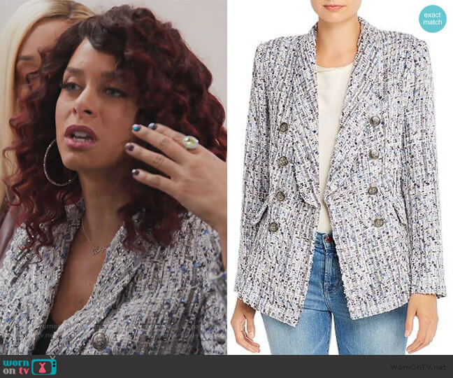 Tweed Double-Breasted Blazer by Aqua worn by Karen Huger on The Real Housewives of Potomac