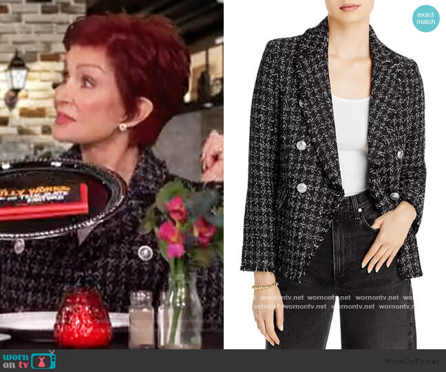 Tweed Double Breasted Blazer by Aqua worn by Sharon Osbourne on The Talk