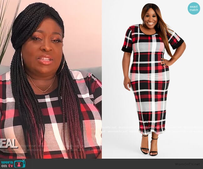 Plaid Bodycon Mini Dress by Ashley Stewart worn by Loni Love on The Real