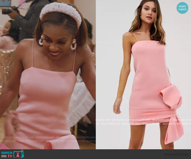 bow detail shift mini dress by ASOS worn by Candiace Dillard Bassett  on The Real Housewives of Potomac