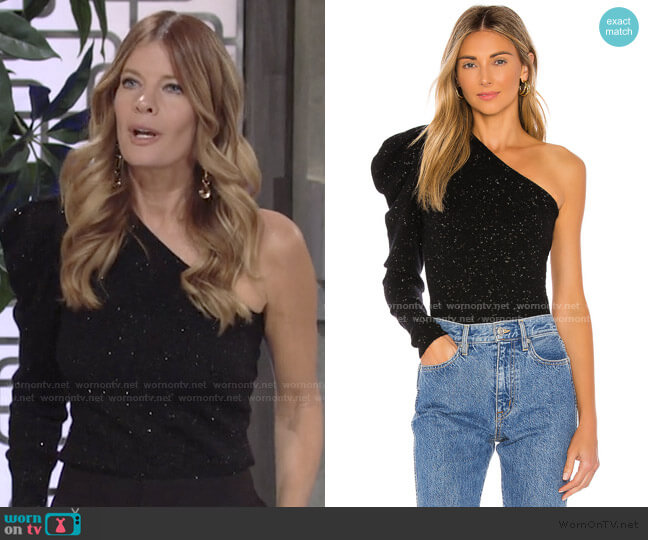 One Shoulder Draped Sleeve Sweater by Autumn Cashmere worn by Phyllis Summers (Michelle Stafford) on The Young and the Restless