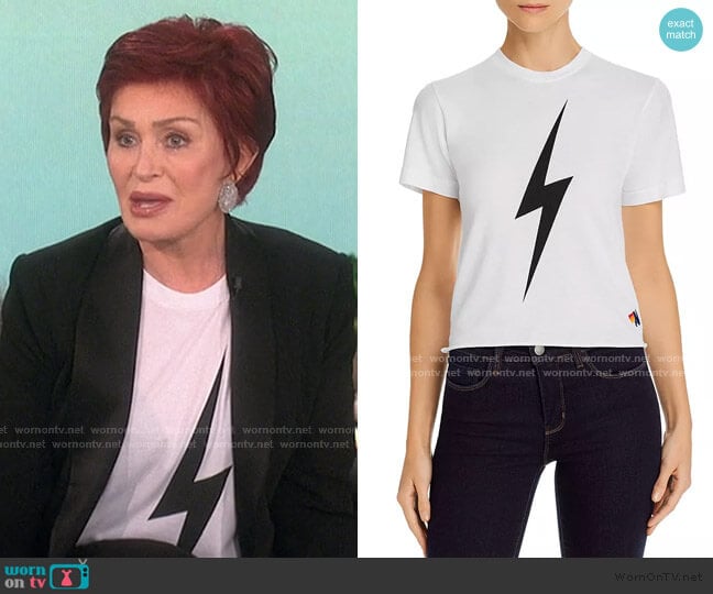 Bolt Graphic Boyfriend Tee by Aviator Nation worn by Sharon Osbourne on The Talk