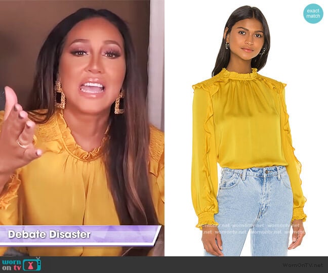 Ruffle Blouse by BCBGMAXAZRIA worn by Adrienne Houghton on The Real