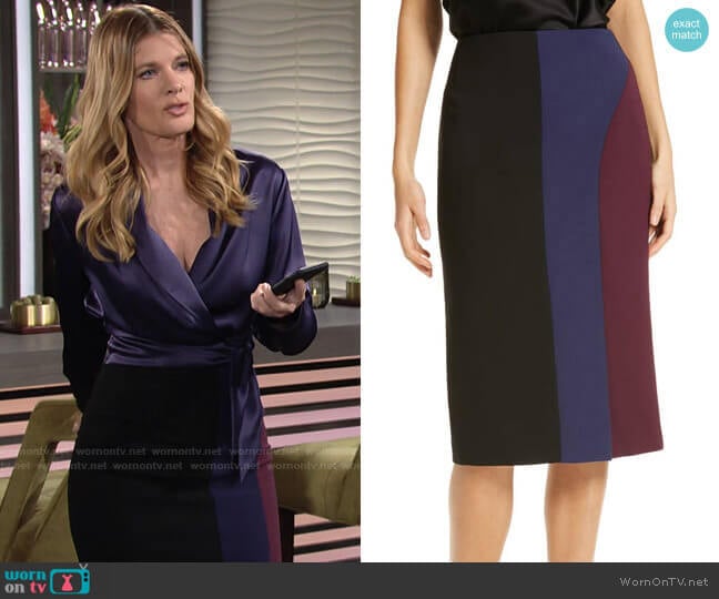 Colorblock Ponte Skirt by Hugo Boss worn by Phyllis Summers (Michelle Stafford) on The Young and the Restless