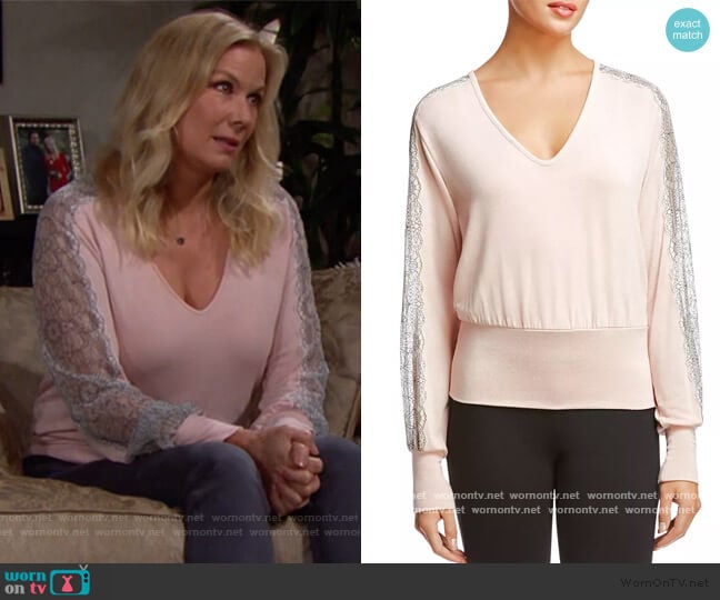 Cora Lace-Trim Top by Bailey 44 worn by Brooke Logan (Katherine Kelly Lang) on The Bold and the Beautiful