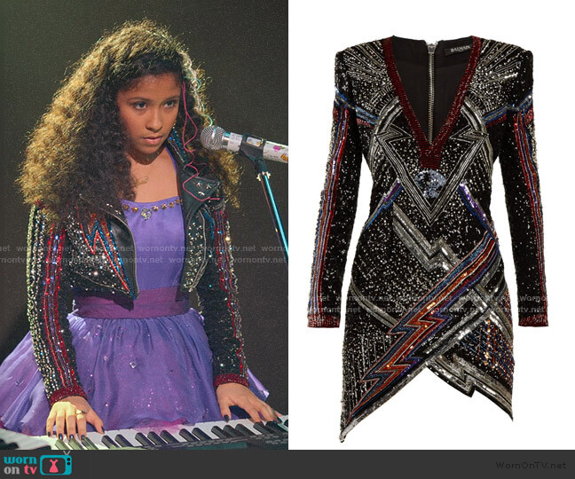 Custom designed with Balmain fabric worn by Julie (Madison Reyes) on Julie and the Phantoms