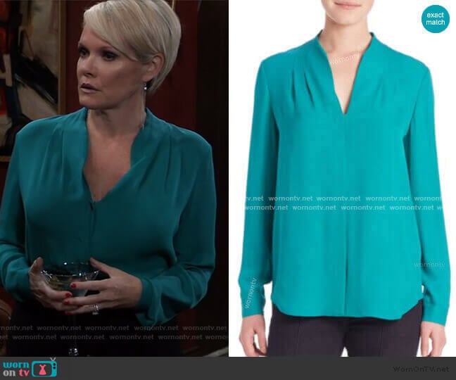 Elie Tahari Bea Blouse worn by Ava Jerome (Maura West) on General Hospital