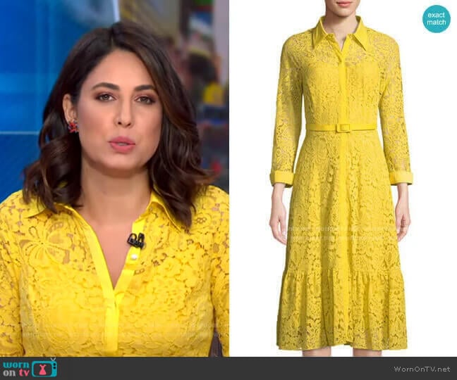 Belted Floral-Lace Illusion Shirtdress by Nanette Nanette Lepore worn by Cecilia Vega  on Good Morning America