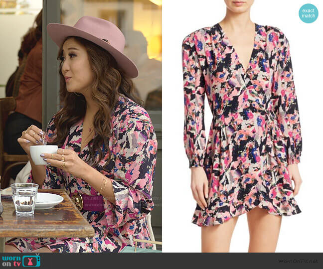 Bloomy Printed Wrap Dress by Iro worn by Mindy Chen (Ashley Park) on Emily in Paris