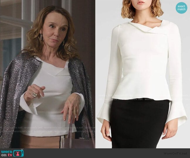 Boronia Top by Roland Mouret worn by Sylvie (Philippine Leroy-Beaulieu) on Emily in Paris