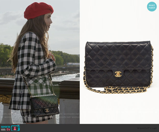 Lambskin Flap Bag by Chanel worn by Emily Cooper (Lily Collins) on Emily in Paris