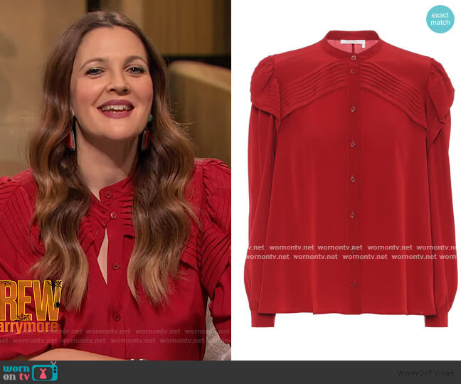 Silk shirt by Chloe worn by Drew Barrymore on The Drew Barrymore Show