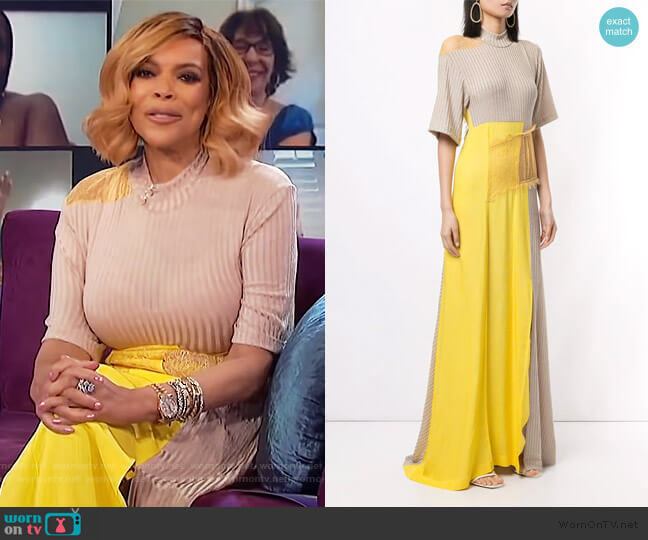 WornOnTV: Wendy’s beige ribbed colorblock dress on The Wendy Williams ...