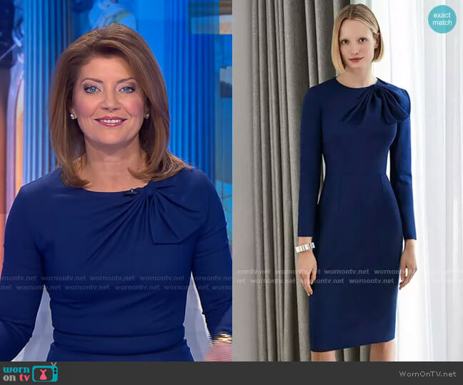 Cliveden Dress by The Fold worn by Norah O'Donnell on CBS Evening News