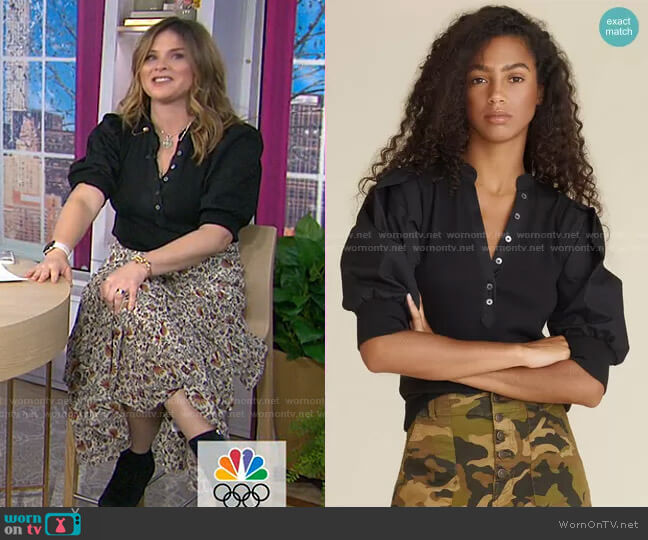 Coralee Puff-Sleeve Top by Veronica Beard worn by Jenna Bush Hager on Today