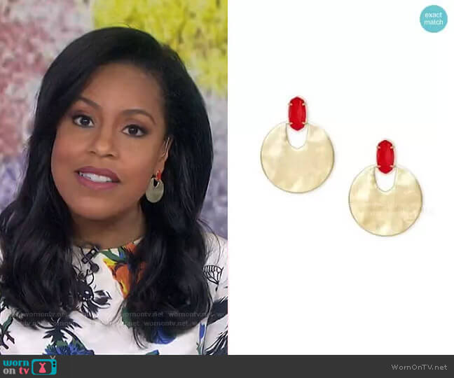 Deena Gold Hoop Earrings by Kendra Scott worn by Sheinelle Jones on Today