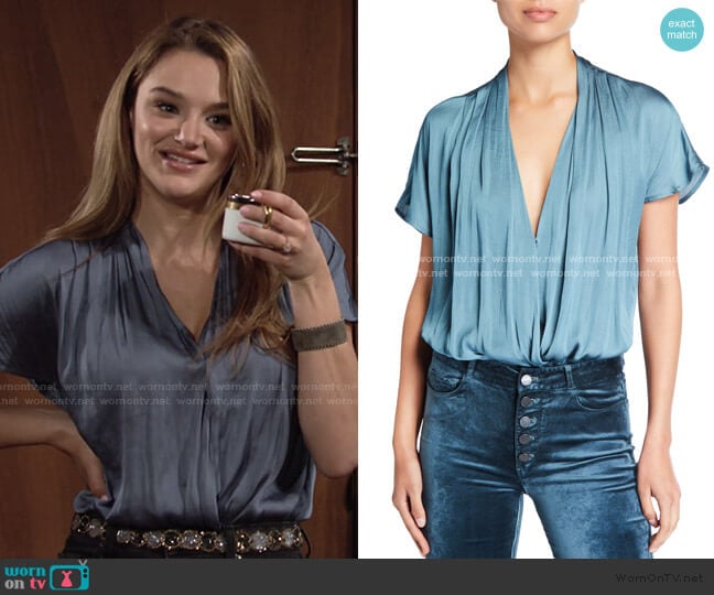 Dijon Shirred Bodysuit by Paige worn by Summer Newman (Hunter King) on The Young and the Restless