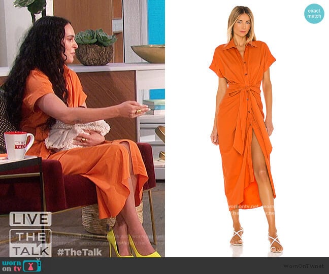 Buttoned Shirt Dress by Divine Heritage worn by Rumer Willis on The Talk