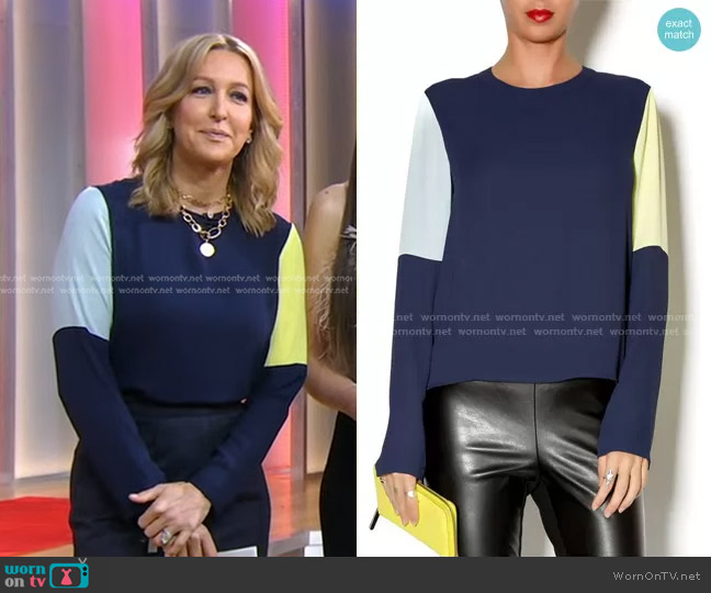 Donella Colorblock Blouse by Bcbgmaxazria worn by Lara Spencer on Good Morning America
