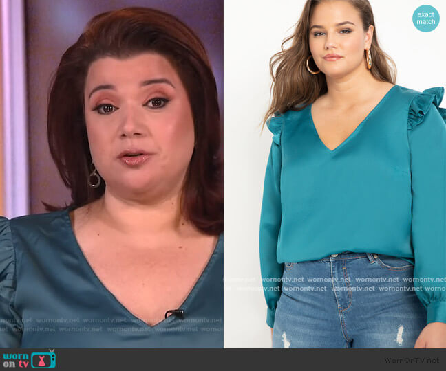 Ruffle V-Neck Blouse by Eloquii worn by Ana Navarro  on The View