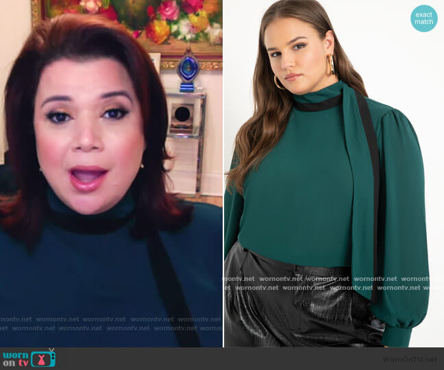 Scarf Blouse with Contrast Stripe by Eloquii worn by Ana Navarro on The View