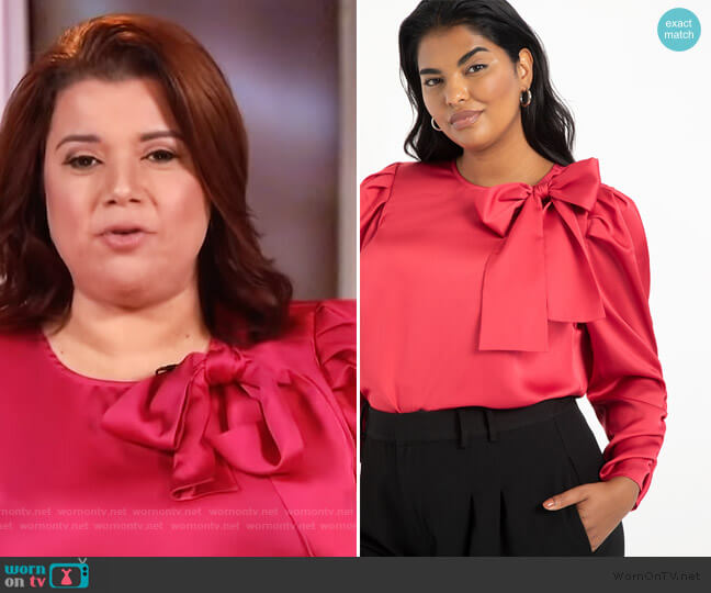 Shirred Sleeve Top with Bow by Eloquii worn by Ana Navarro  on The View