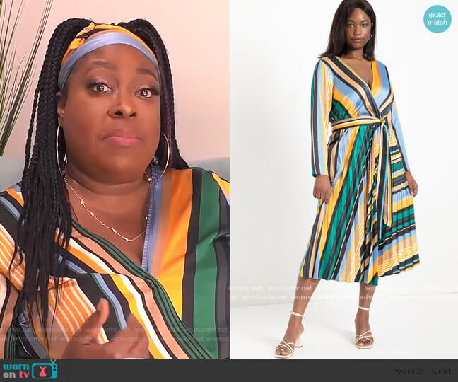 Sunburst Pleated Midi Dress by Eloquii worn by Loni Love on The Real