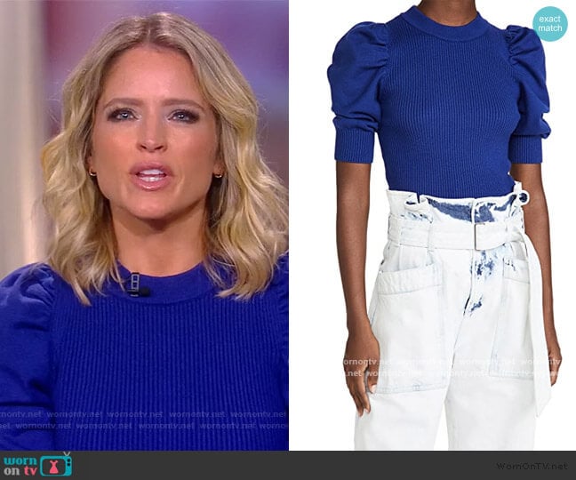 Puff Sleeve Sweater Top by En Saison worn by Sara Haines on The View