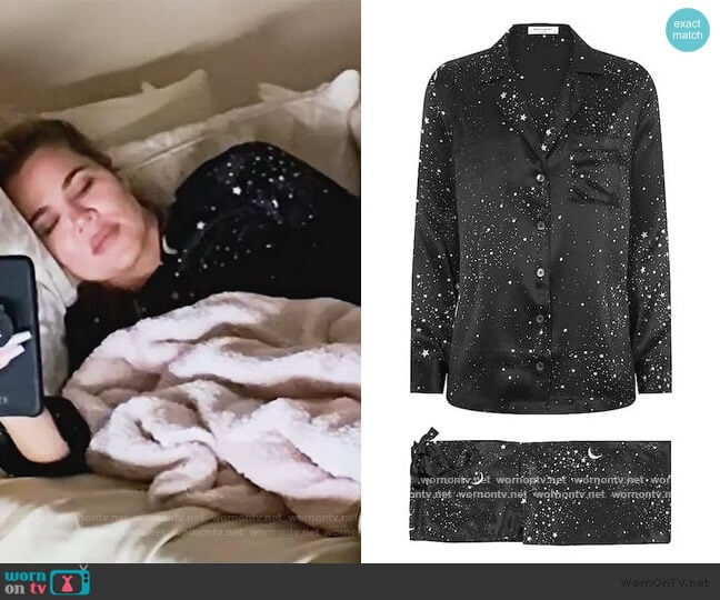 Star and Moon Print Pajamas by Equipment worn by Khloe Kardashian on Keeping Up with the Kardashians