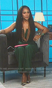 Even’s green strapless dress on The Talk