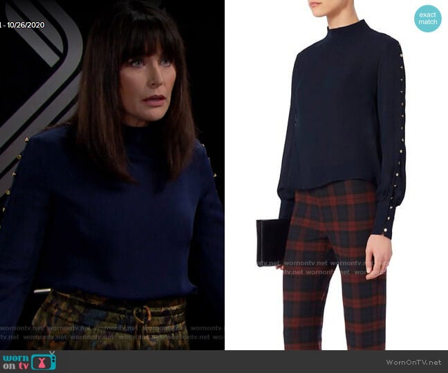 Intermix Candice Button Blouse worn by Quinn Fuller (Rena Sofer) on The Bold and the Beautiful