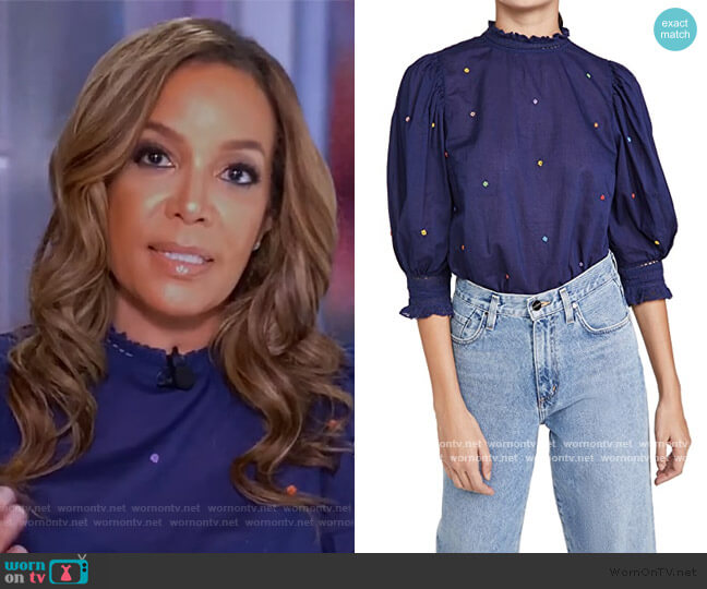 WornOnTV: Sunny’s blue embroidered top on The View | Sunny Hostin ...