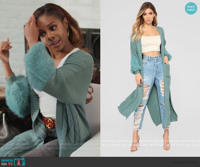 Cuddle Season Cardigan by Fashion Nova worn by Candiace Dillard Bassett on The Real Housewives of Potomac