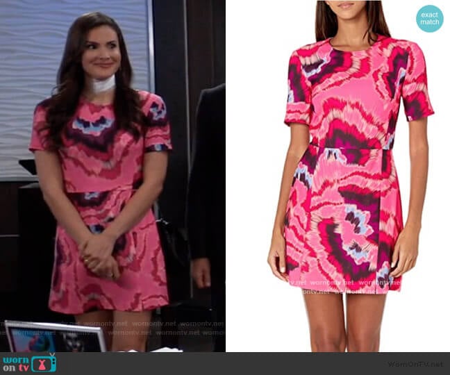 Whisper Light Printed Dresses by French Connection worn by Brook Lynn Quartermaine (Amanda Setton) on General Hospital