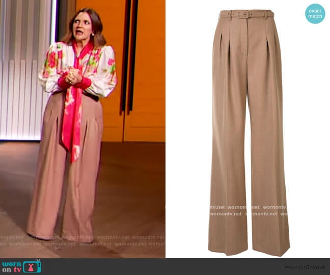 Dora belted wide-leg trousers by Gabriela Hearst worn by Drew Barrymore on The Drew Barrymore Show