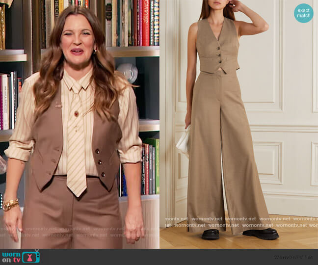 Toluca wool and cashmere-blend vest and Pants by Gauge81 worn by Drew Barrymore on The Drew Barrymore Show