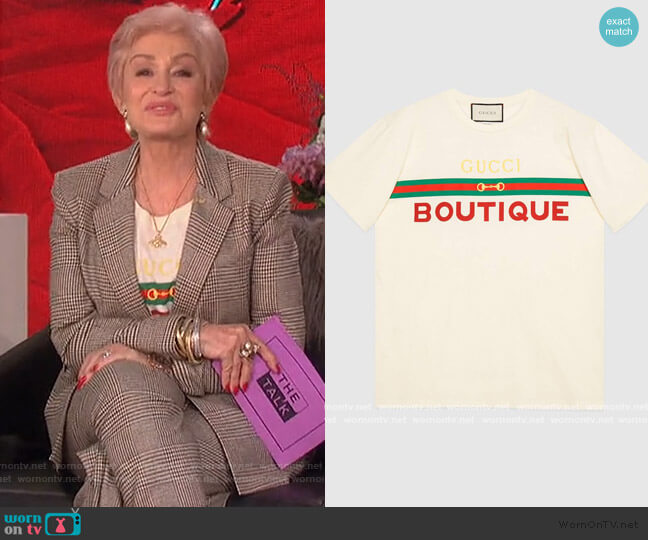 Gucci Boutique print T-shirt by Gucci worn by Sharon Osbourne on The Talk