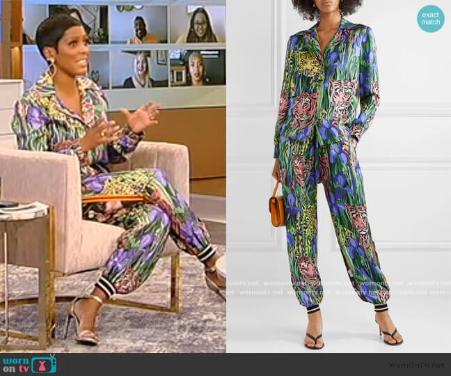 Printed silk-twill shirt and Pants by Gucci worn by Tamron Hall on Tamron Hall Show