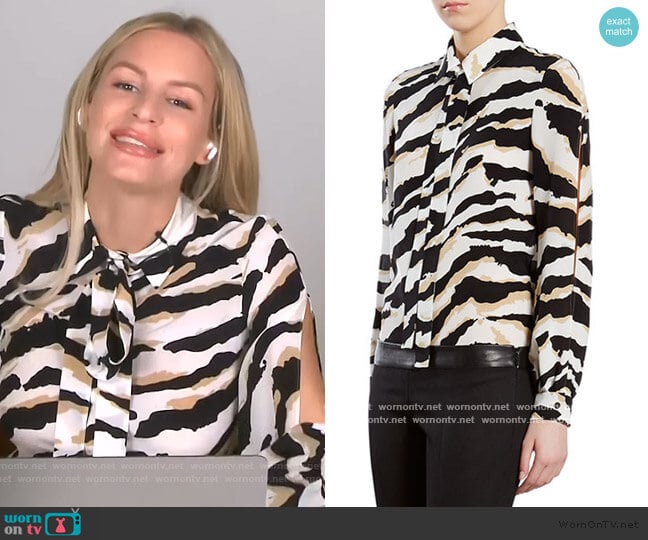 Tiger-Print Crepe de Chine Shirt by Gucci worn by Morgan Stewart on E! News