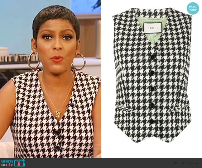 Houndstooth Single Breasted Waistcoat by Gucci worn by Tamron Hall on Tamron Hall Show