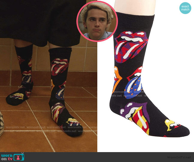 Rolling Stones Out Of Control Socks by Happy Socks  worn by Fraser Wilson (Jack Dylan Grazer) on We Are Who We Are