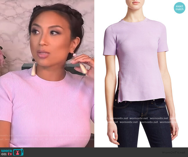 Angel Side-Zip Ribbed Tee by Helmut Lang worn by Jeannie Mai  on The Real