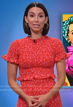 Jade’s red floral smocked dress on The Soup