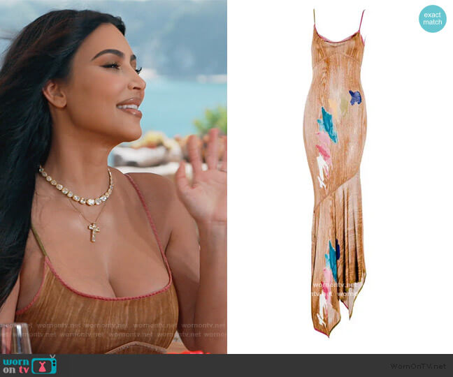 1990s Brown Spaghetti Straps Bias Cut Dress by John Galliano worn by Kim Kardashian  on Keeping Up with the Kardashians